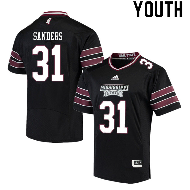 Youth #31 Malik Sanders Mississippi State Bulldogs College Football Jerseys Sale-Black